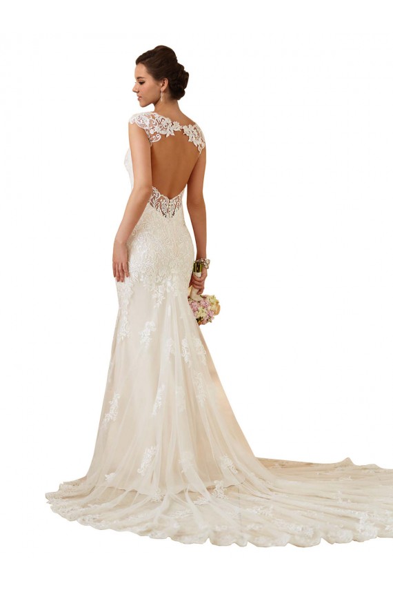 Chapel Train Sleeveless Lace Ivory Sweetheart Mermaid Modern Wedding Dress Colchester