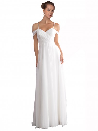 Sweep Train Sleeveless Soft Chiffon Ivory A-Line Beach Wedding Dress Colchester