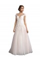 Cathedral Train Cap Sleeves Tulle & Lace Ivory & Champagne A-Line Beach Wedding Dress Colchester