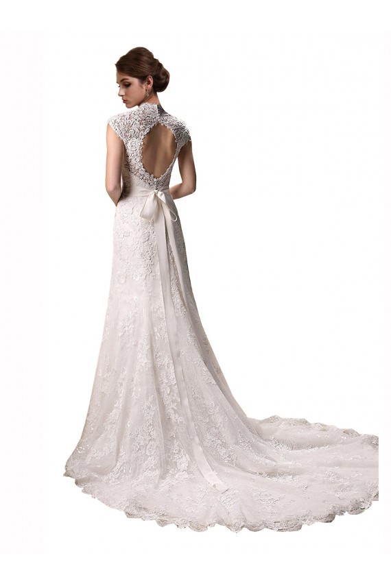 Chapel Train Cap Sleeves Lace Ivory Mermaid Wedding Dresses Colchester