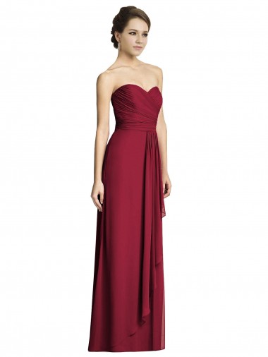 Long Sleeveless Soft Chiffon Burgundy A-Line Formal Dress / Bridesmaid Dress Colchester