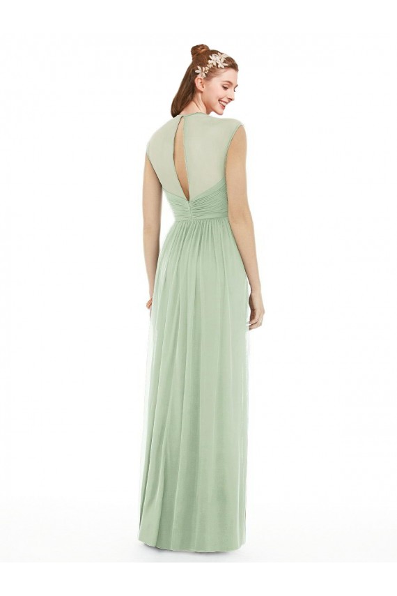 Long Cap Sleeves Soft Chiffon Sage A-Line Formal Dress / Bridesmaid Dress Colchester