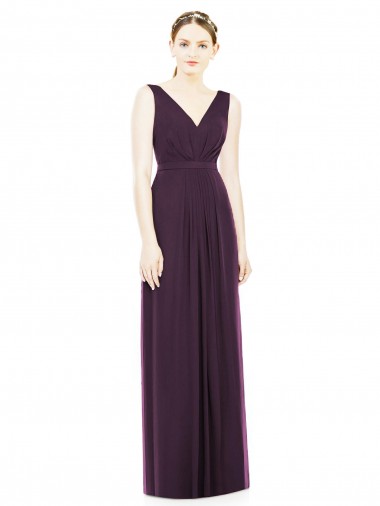 Long Sleeveless Chiffon Grape A-Line Bridesmaid Dress / Evening Dress Colchester