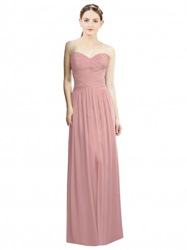 Long Sleeveless Chiffon Dusty Pink A-Line Bridesmaid Dress / Evening Dress Colchester