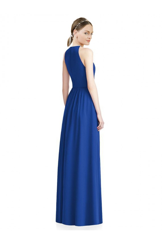 Long Sleeveless Chiffon Silver Halter Neck A-Line Bridesmaid Dress / Evening Dress Colchester