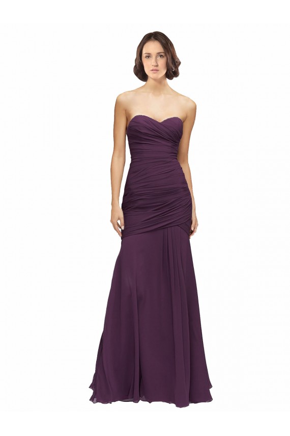 Long Sleeveless Soft Chiffon Grape Mermaid Bridesmaid Dress Colchester