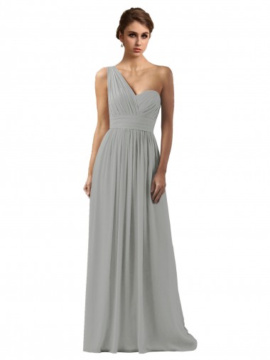 Long Sleeveless Soft Chiffon Silver A-Line Bridesmaid Dress Colchester