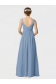 Long Sleeveless Soft Chiffon Dusty Blue A-Line Bridesmaid Gown Colchester