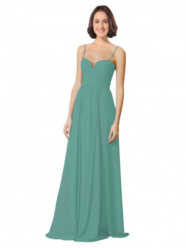 Long Sleeveless Soft Chiffon Icelandic Silver Spaghetti Straps A-Line Bridesmaid Dress Colchester