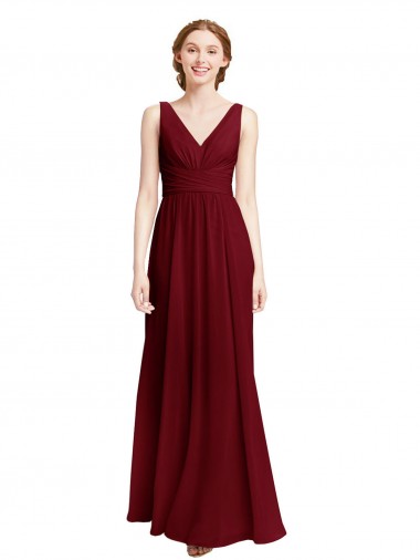 Long Sleeveless Chiffon Burgundy A-Line Bridesmaid Dress / Evening Gowns Colchester