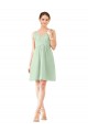 Knee Length Sleeveless Soft Chiffon Sage A-Line Bridesmaid Dress Colchester