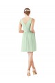 Knee Length Sleeveless Soft Chiffon Sage A-Line Bridesmaid Dress Colchester