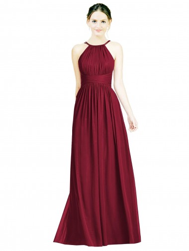 Long Sleeveless Chiffon Burgundy A-Line Formal Dress / Bridesmaid Dress Colchester