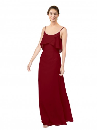 Long Sleeveless Soft Chiffon Burgundy Sheath Bridesmaid Dress Colchester