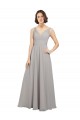 Long Sleeveless Soft Chiffon Oyster Silver A-Line Bridesmaid Dress Colchester