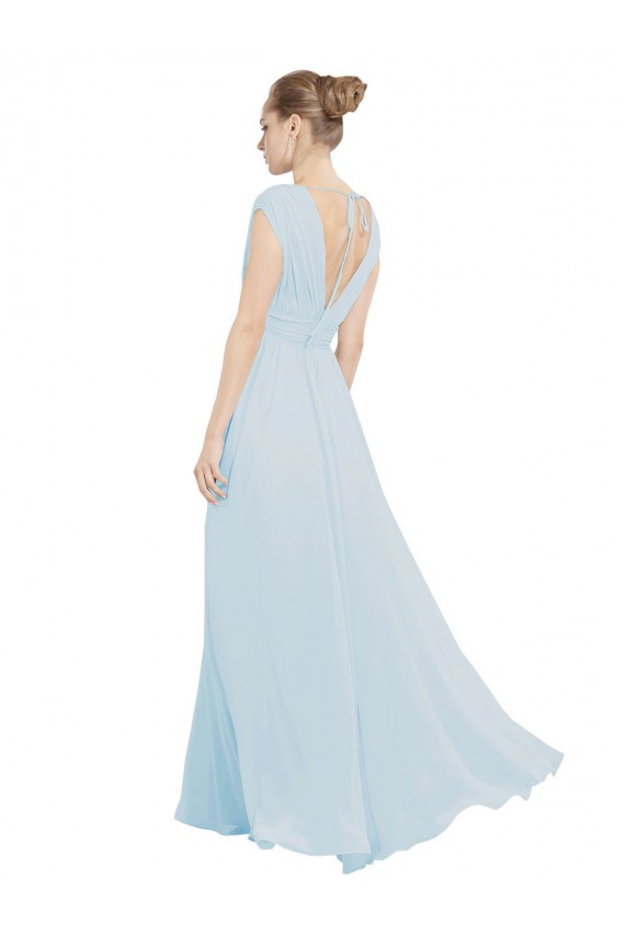 Long Sleeveless Soft Chiffon Sea Glass A-Line Bridesmaid Dress Colchester