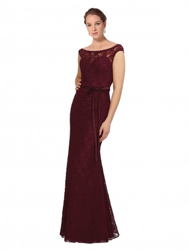 Long Cap Sleeves Soft Chiffon Burgundy Gold Sheath Bridesmaid Dress Colchester