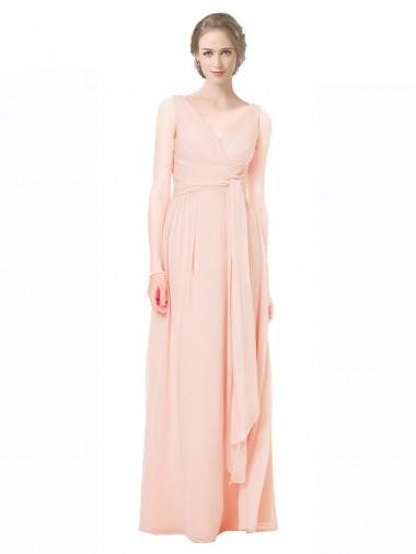 Long Sleeveless Chiffon A-Line Wedding Party Dress Colchester