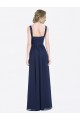 Long Sleeveless Soft Chiffon Dark Navy V-Neck A-Line Evening Gowns / Bridesmaid Dress Colchester