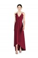 Long Sleeveless Soft Chiffon Burgundy A-Line High Low Bridesmaid Dress Colchester