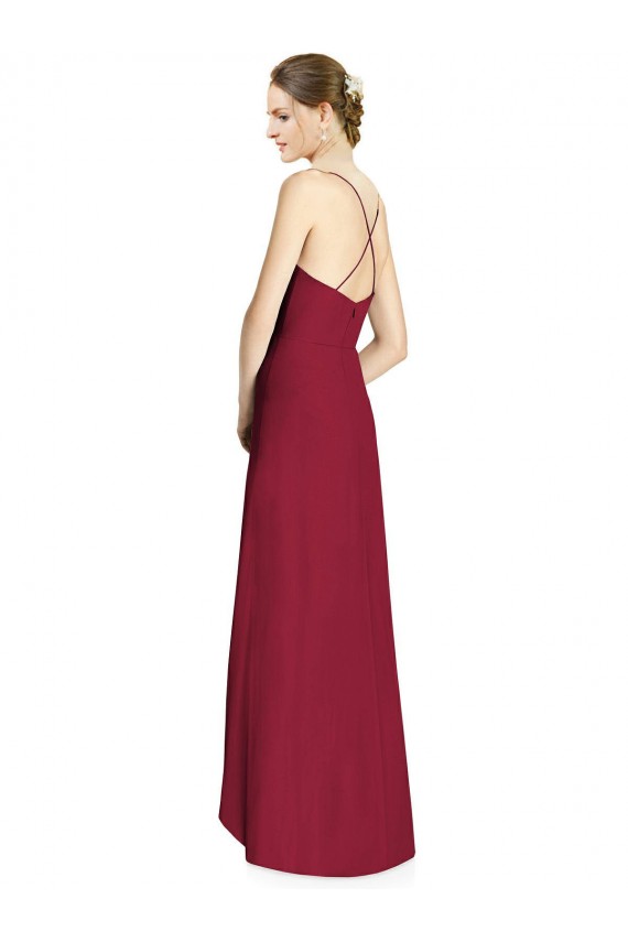 Long Sleeveless Soft Chiffon Burgundy A-Line High Low Bridesmaid Dress Colchester