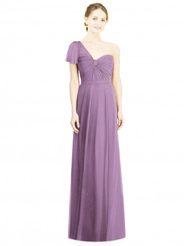 Long Flutter Sleeves Soft Chiffon Dark Lavender A-Line Formal Dress / Bridesmaid Dress Colchester