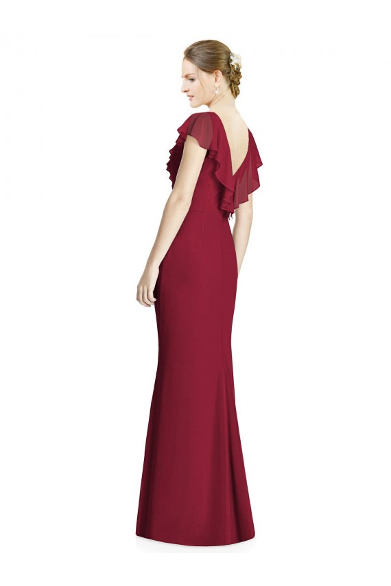 Long Sleeveless Soft Chiffon Burgundy Trumpet Bridesmaid Dress Colchester