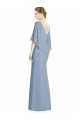 Long Sleeveless Soft Chiffon Dusty Blue V-Neck Trumpet Bridesmaid Dress Colchester