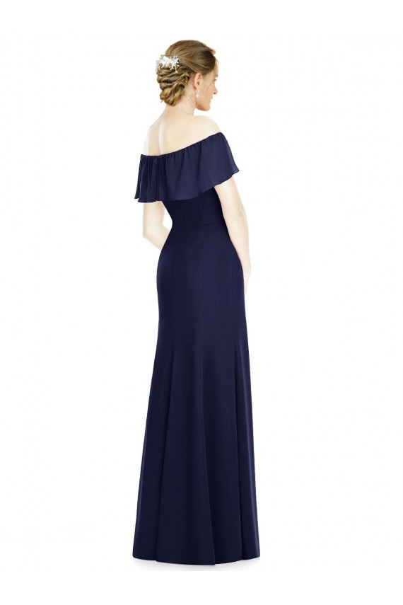 Long Sleeveless Soft Chiffon Dark Navy Trumpet Bridesmaid Dress Colchester