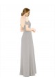 Long Cold Shoulder Soft Chiffon & Lace Silver A-Line Bridesmaid Dress Colchester