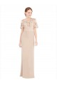 Long Sleeveless Soft Chiffon & Lace Champagne Off the Shoulder A-Line Prom Dress / Bridesmaid Dress Colchester