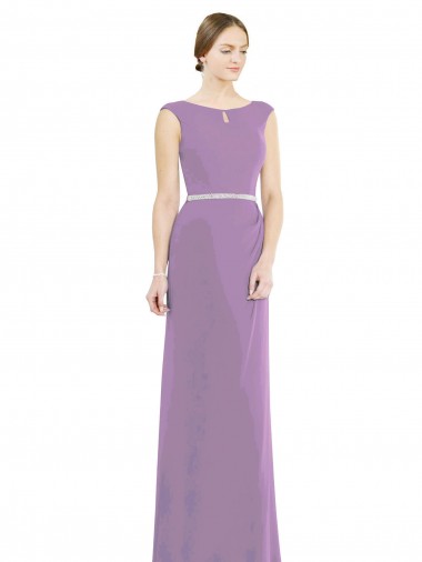 Long Sleeveless Soft Chiffon Dark Lavender A-Line Formal Dress / Bridesmaid Dress Colchester