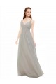 Long Sleeveless Soft Chiffon Silver Spaghetti Straps A-Line Bridesmaid Dress Colchester