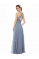 Long Sleeveless Soft Chiffon Dusty Blue A-Line Evening Dress / Bridal Party Dress Colchester