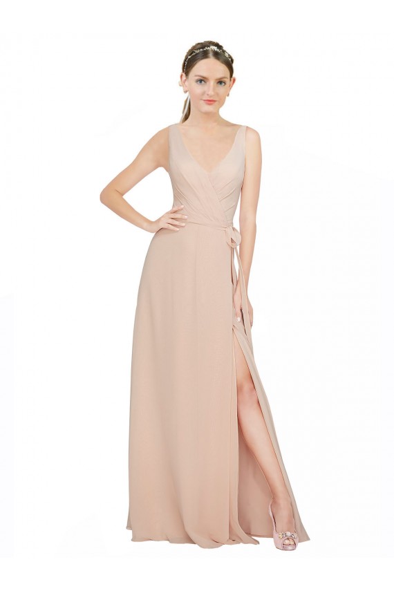 Long Sleeveless Luxe Chiffon Pink A-Line Bridesmaid Dress / Evening Dress Colchester