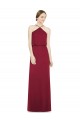 Long Sleeveless Soft Chiffon Burgundy Halter Neck A-Line Bridesmaid Dress Colchester