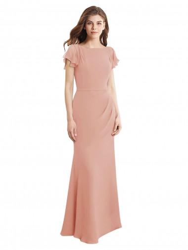 Long Sleeveless Soft Chiffon Bliss Pink Mermaid Prom Dress / Bridesmaid Dress Colchester