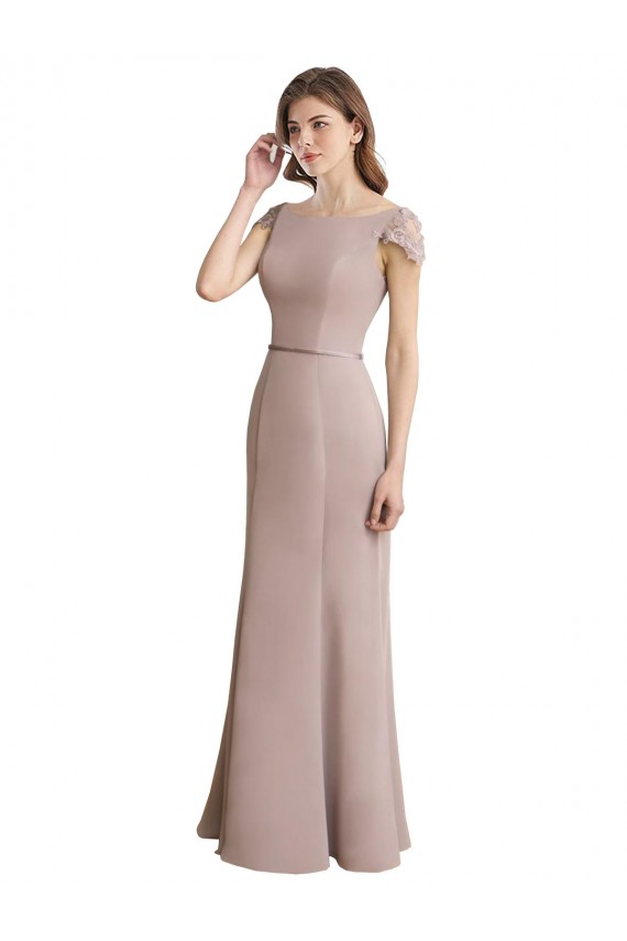 Long Cap Sleeves Soft Chiffon & Lace Mermaid Formal Dress / Bridesmaid Dress Colchester