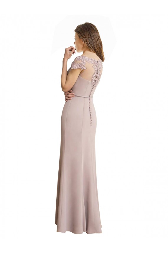 Long Cap Sleeves Soft Chiffon & Lace Mermaid Formal Dress / Bridesmaid Dress Colchester