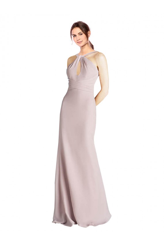 Long Sleeveless Soft Chiffon Halter Neck Sheath Bridesmaid Dress Colchester