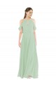 Long Sleeveless Soft Chiffon Sage Sheath Bridesmaid Dress Colchester