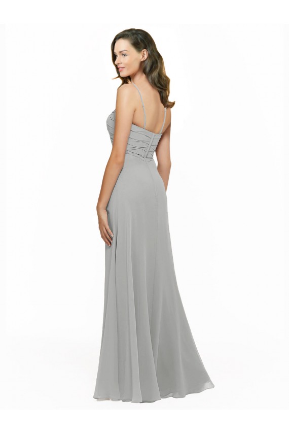 Long Sleeveless Chiffon Silver A-Line Bridesmaid Dress Colchester