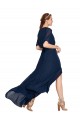 Long Flutter Sleeves Soft Chiffon Dark Navy A-Line Bridesmaid Dress / Formal Dress Colchester