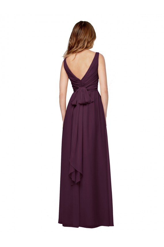 Long Sleeveless Chiffon Grape A-Line Evening Gowns / Bridesmaid Dresses Colchester