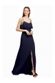 Long Floor Length Sleeveless Chiffon Dark Navy Spaghetti Straps A-Line Bridesmaid Dress Colchester