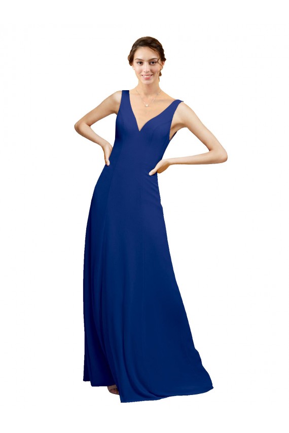 Long Floor Length Sleeveless Chiffon Royal Blue A-Line Bridesmaid Dress Colchester