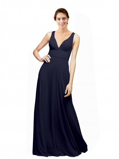 Long Sleeveless Chiffon Dark Navy A-Line Wedding Guest Dress Colchester