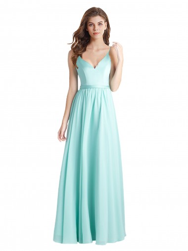 Long Sleeveless Soft Chiffon & Satin Waterfall A-Line Bridesmaid Dress Colchester