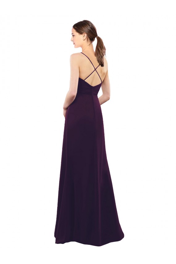 Long Sleeveless Soft Chiffon Grape A-Line Formal Dress / Bridesmaid Dress Colchester