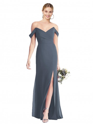 Long Sleeveless Soft Chiffon Silver Stone Trumpet Bridesmaid Dress Colchester